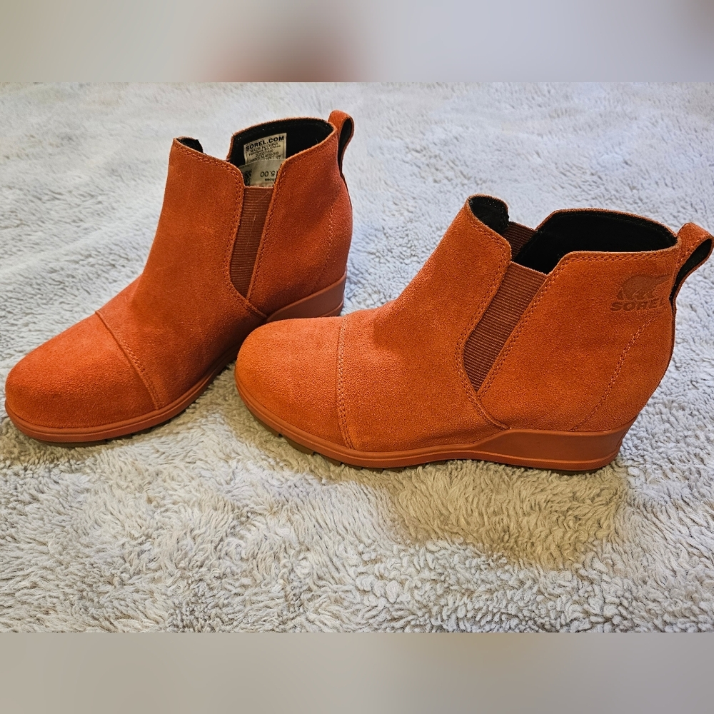 Sorel Women's Evie Pull-On Bootie — Waterproof Suede Leather — Wedge Ankle Booti